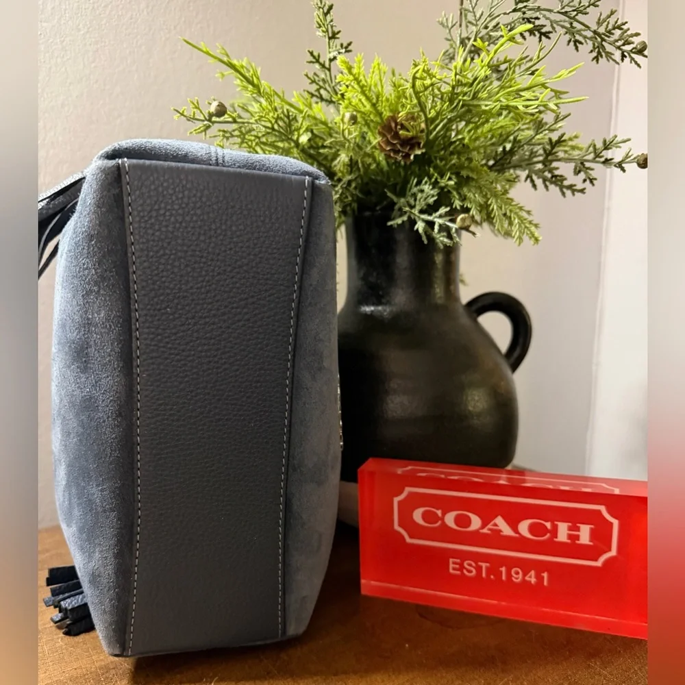 Coach Andy Blue Suede Crossbody Bag - Picture 3 of 11